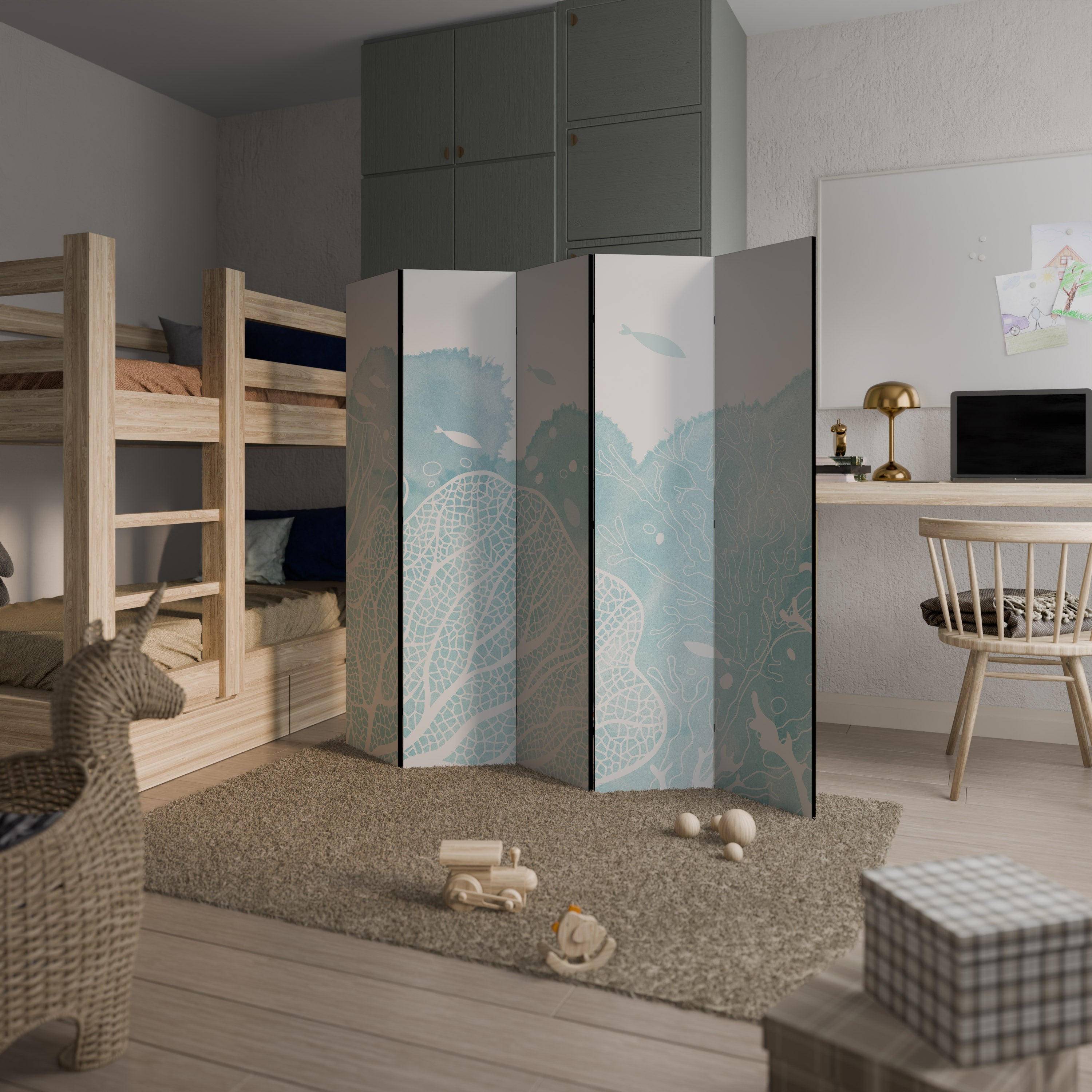 UNDERWATER PLEASURES Decorative 5-Panel Room Divider