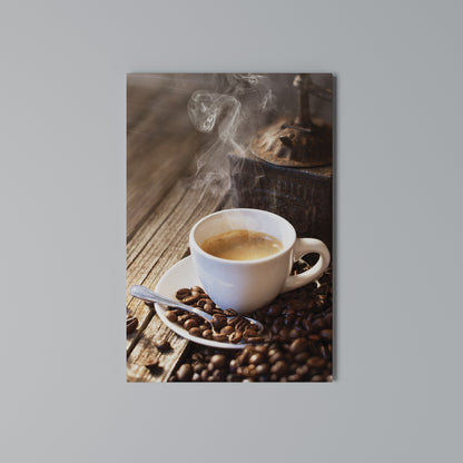 STEAMING BREWED DELIGHT Quadro em tela vertical