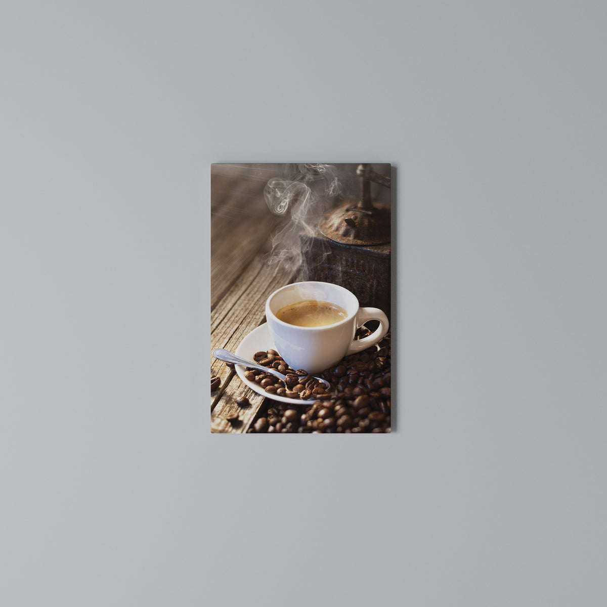 STEAMING BREWED DELIGHT Quadro em tela vertical