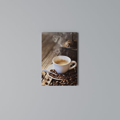 STEAMING BREWED DELIGHT Quadro em tela vertical