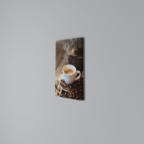STEAMING BREWED DELIGHT Quadro em tela vertical