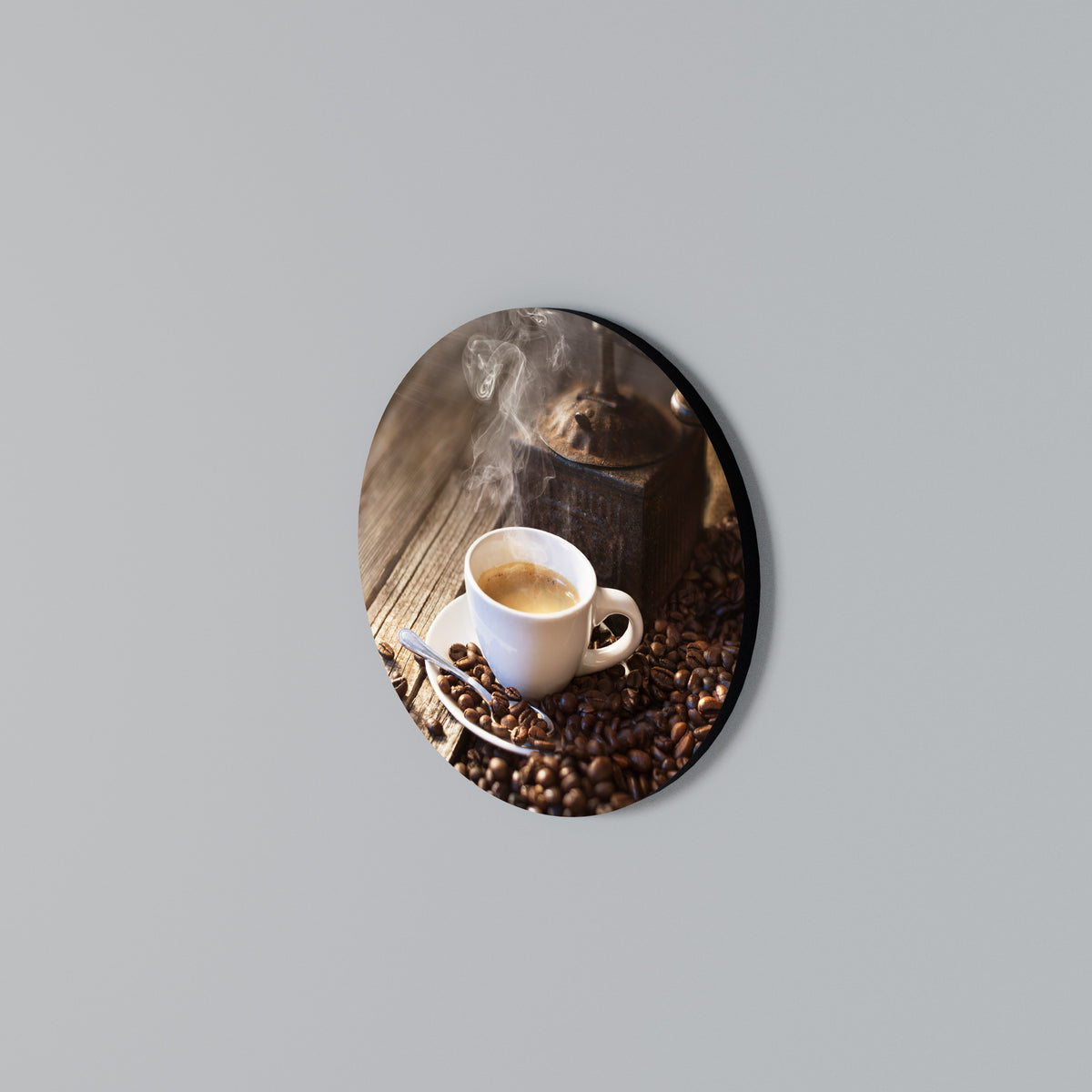 STEAMING BREWED DELIGHT Arte de Parede Redonda