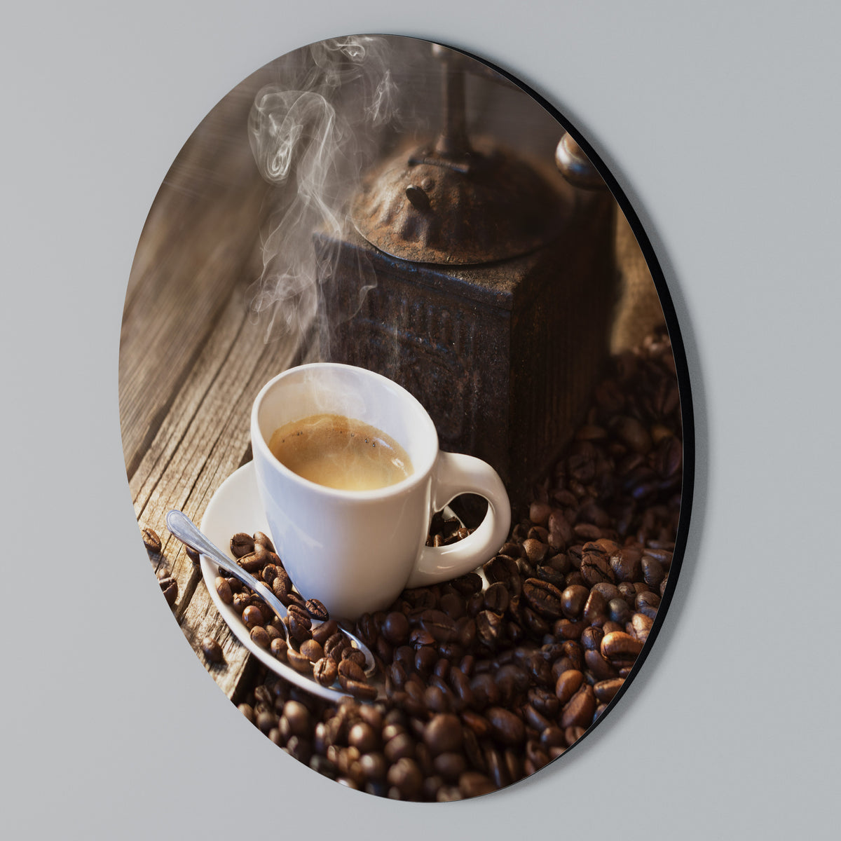 STEAMING BREWED DELIGHT Arte de Parede Redonda