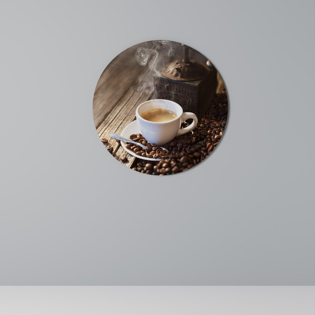 STEAMING BREWED DELIGHT Quadro Redondo Decorativo