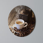 STEAMING BREWED DELIGHT Quadro Redondo Decorativo