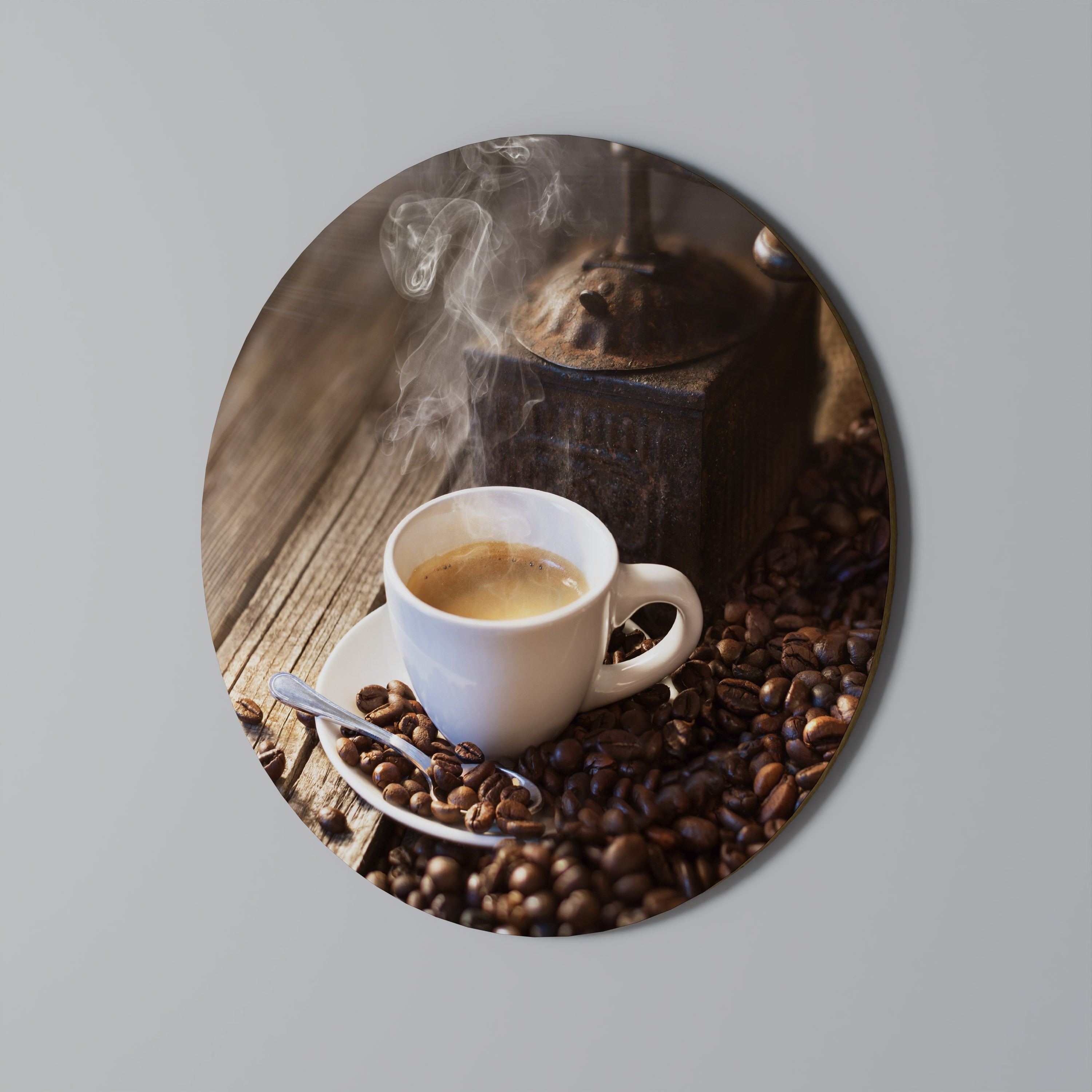 STEAMING BREWED DELIGHT Quadro Redondo Decorativo