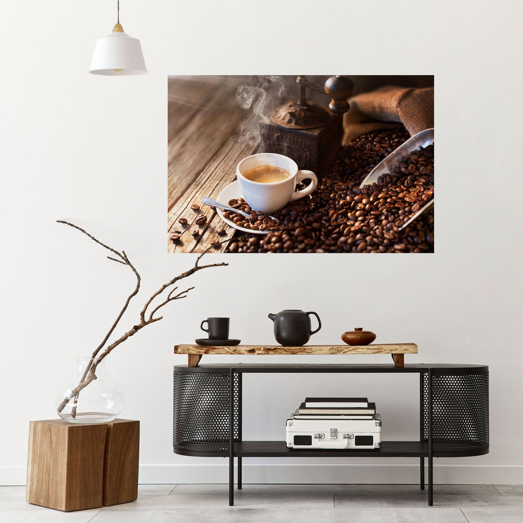 STEAMING BREWED DELIGHT Peel and Stick Horizontal Poster