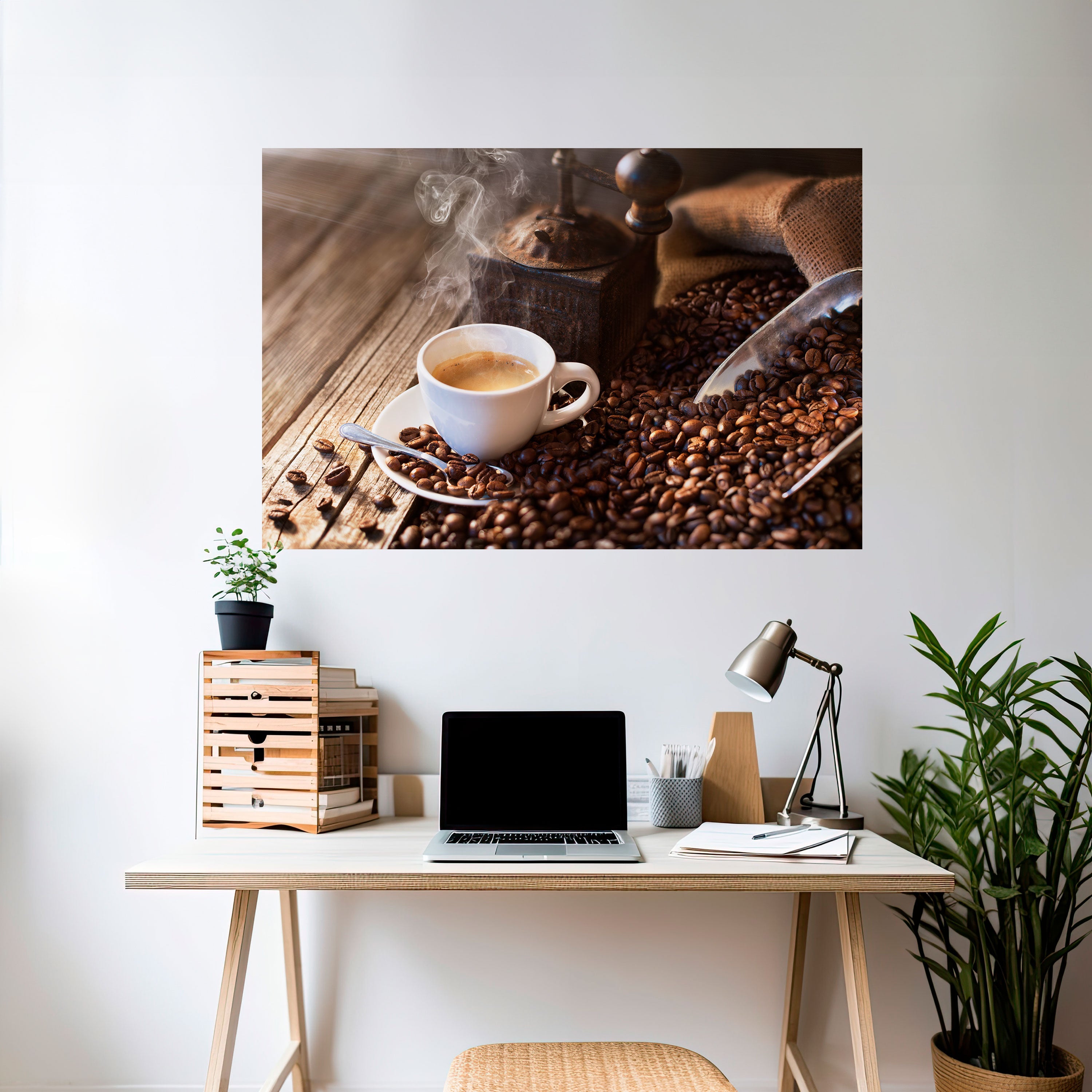 STEAMING BREWED DELIGHT Peel and Stick Horizontal Poster