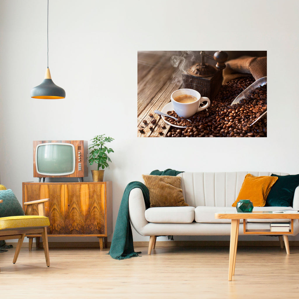 STEAMING BREWED DELIGHT Peel and Stick Horizontal Poster