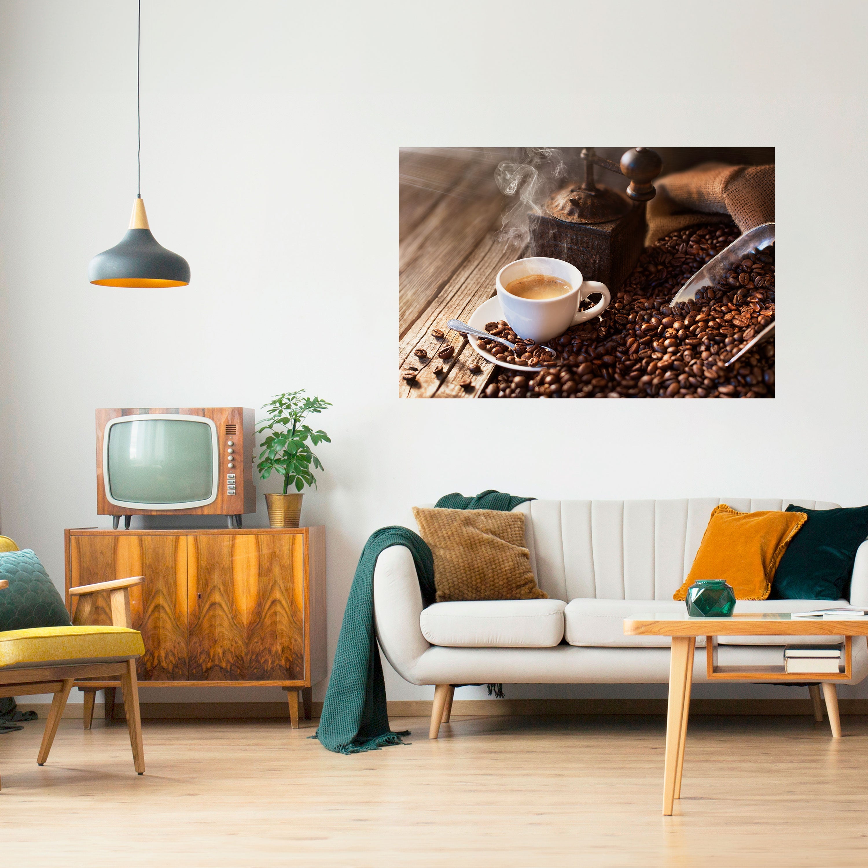 STEAMING BREWED DELIGHT Peel and Stick Horizontal Poster