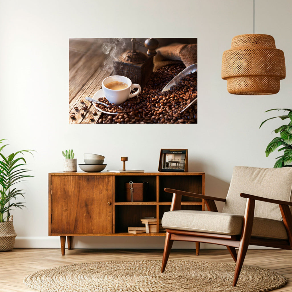 STEAMING BREWED DELIGHT Peel and Stick Horizontal Poster