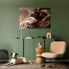 STEAMING BREWED DELIGHT Peel and Stick Horizontal Poster