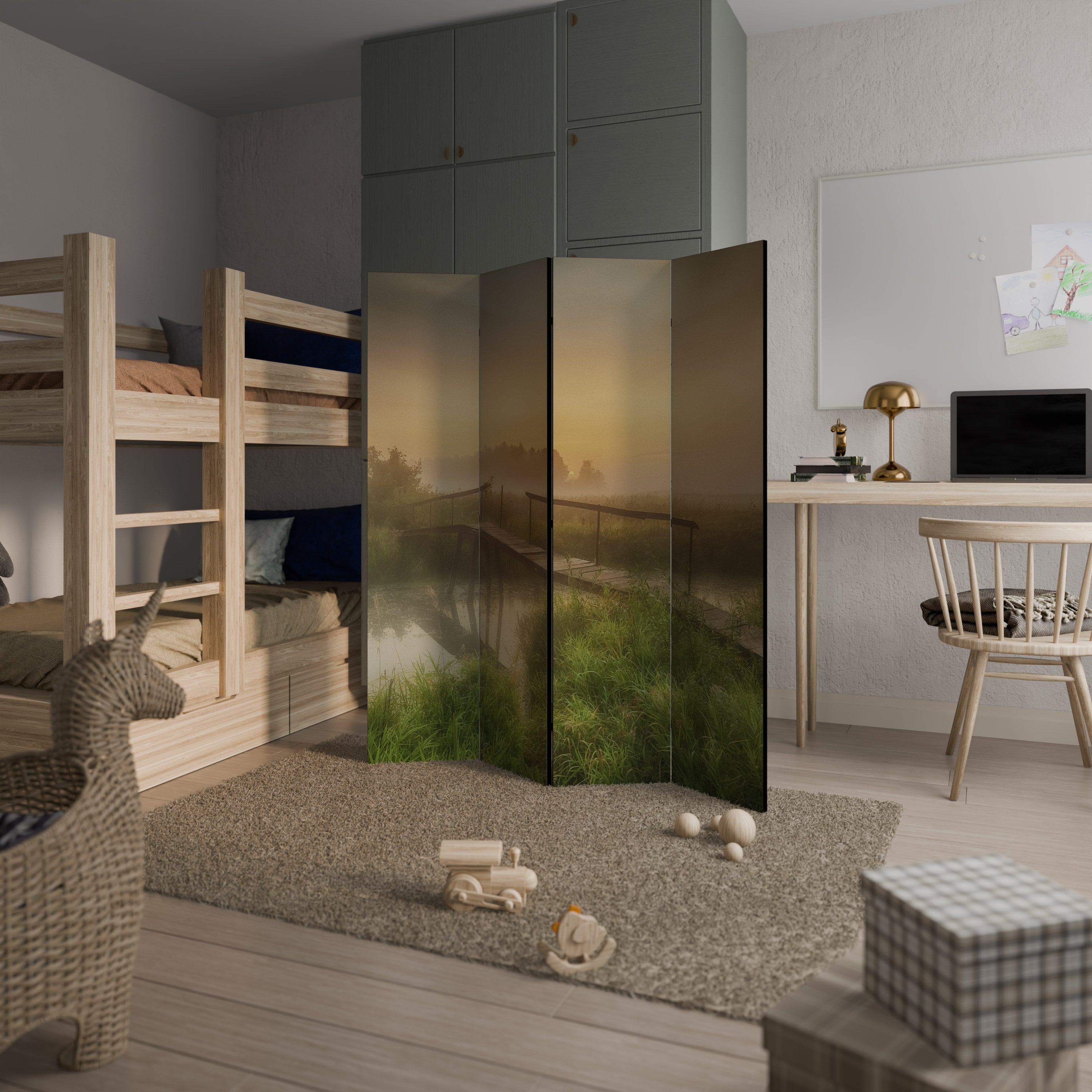 DREAMY HAZE Decorative 4-Panel Room Divider