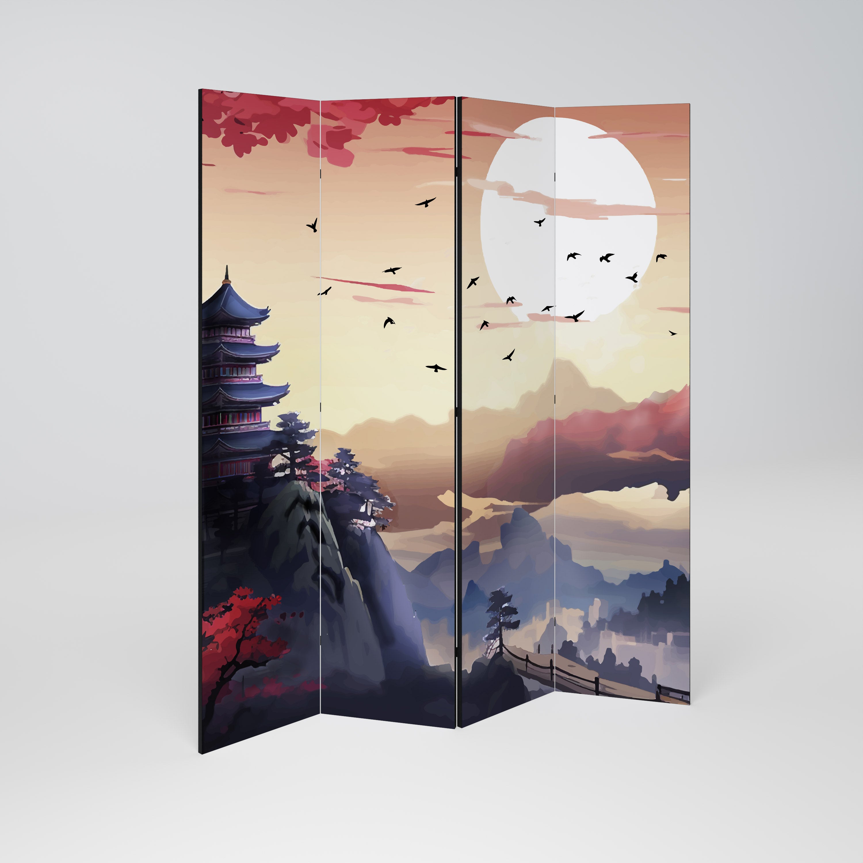 JAPANESE AURA Biombo de 4 Painéis
