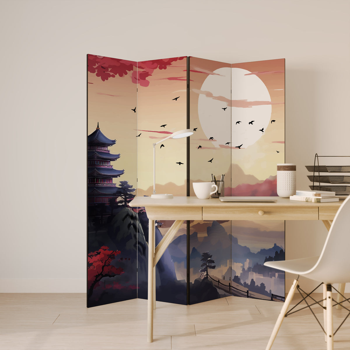 JAPANESE AURA Biombo de 4 Painéis