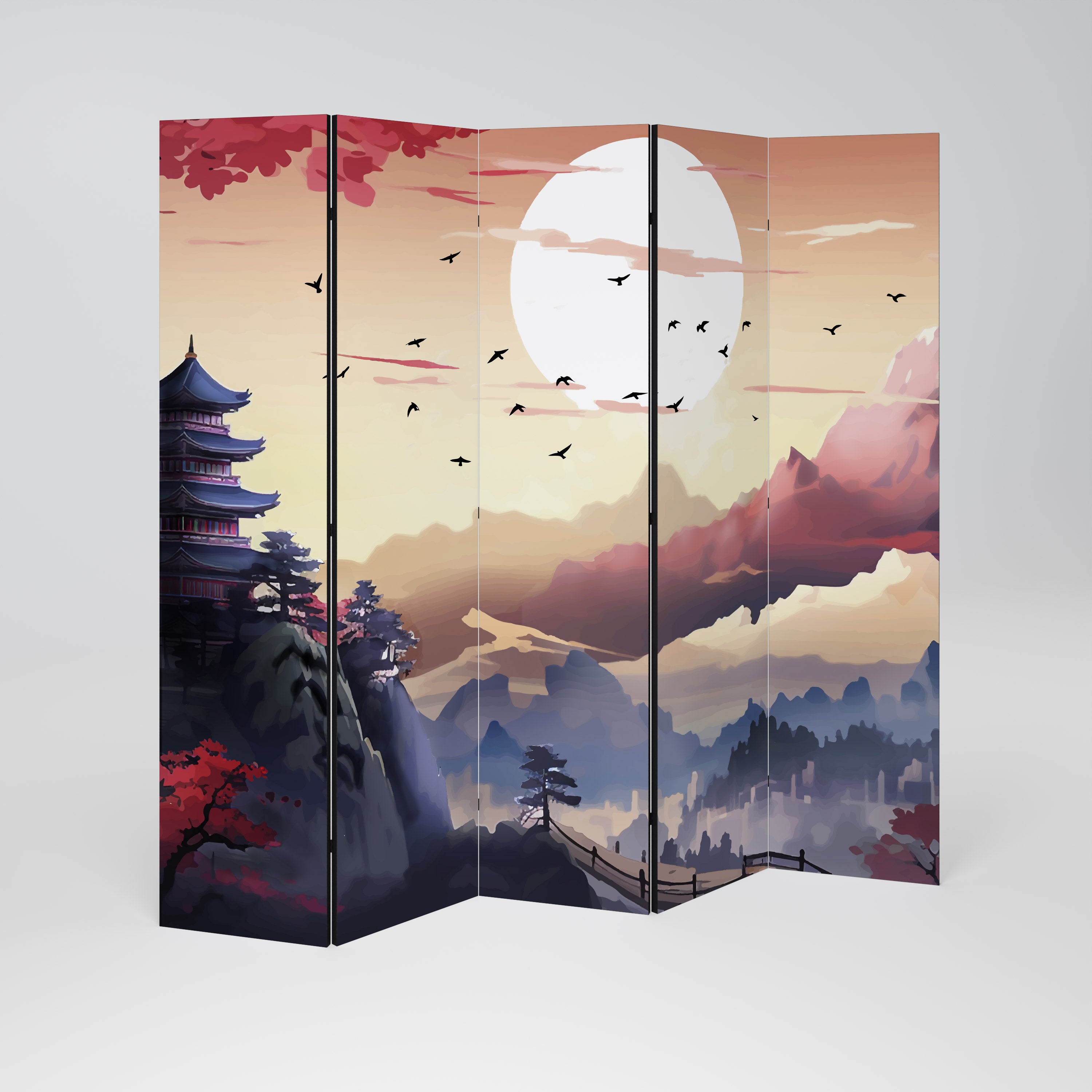 JAPANESE AURA Biombo de 5 Painéis