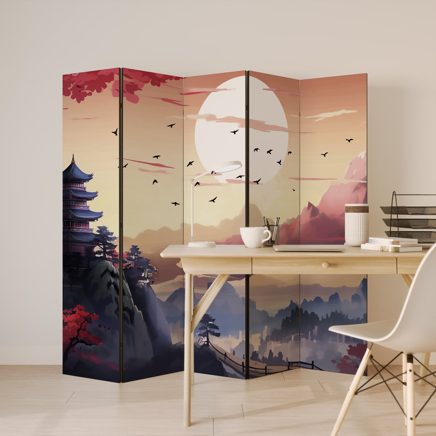 JAPANESE AURA Biombo de 5 Painéis
