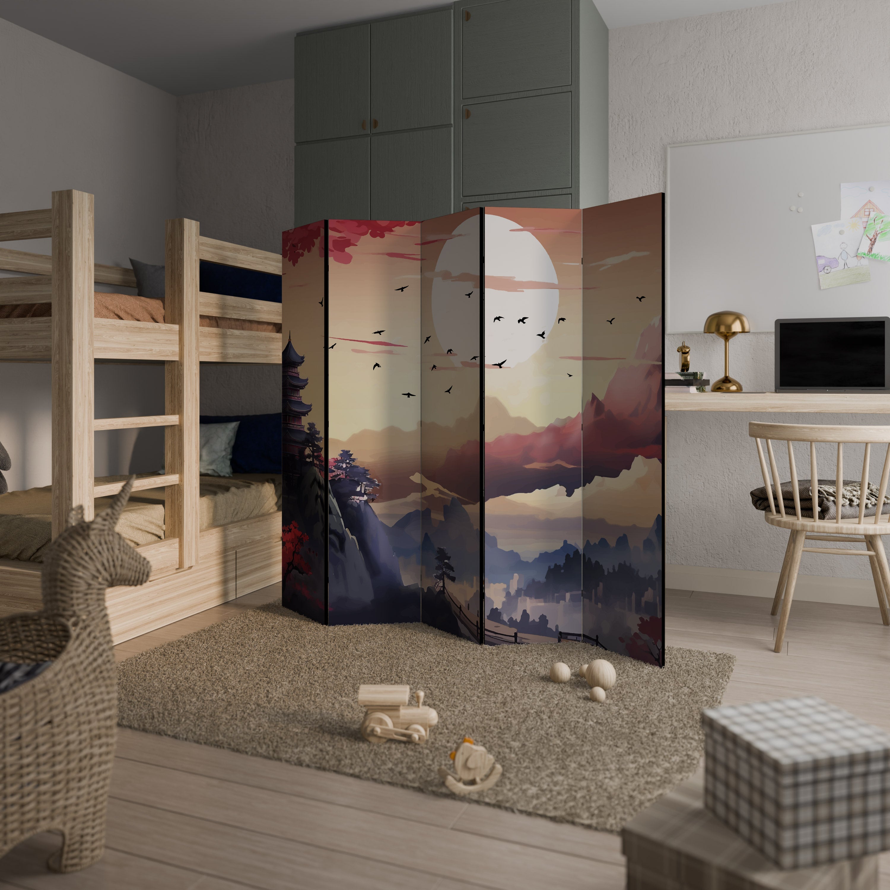 JAPANESE AURA Decorative 5-Panel Room Divider