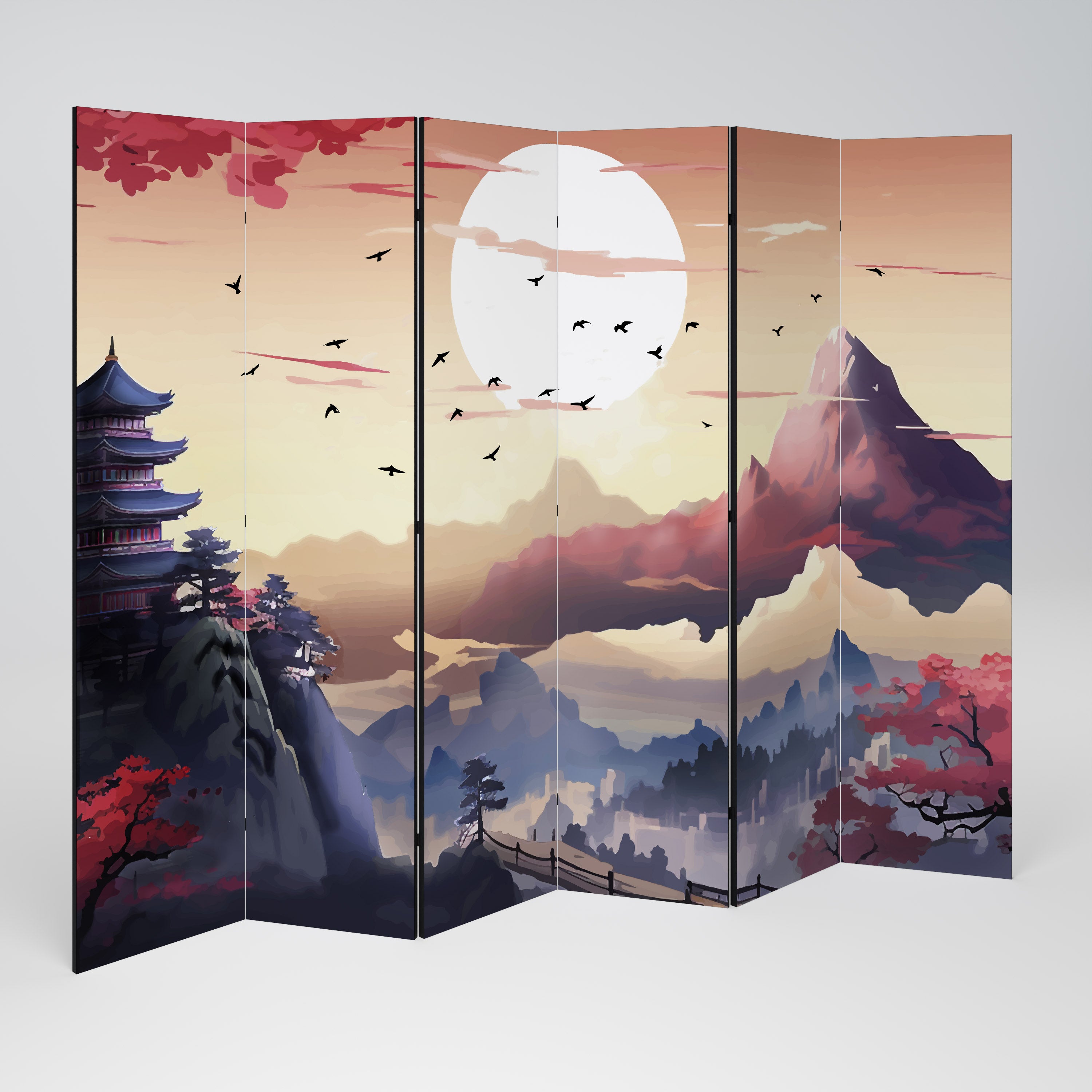 JAPANESE AURA Biombo de 6 Painéis