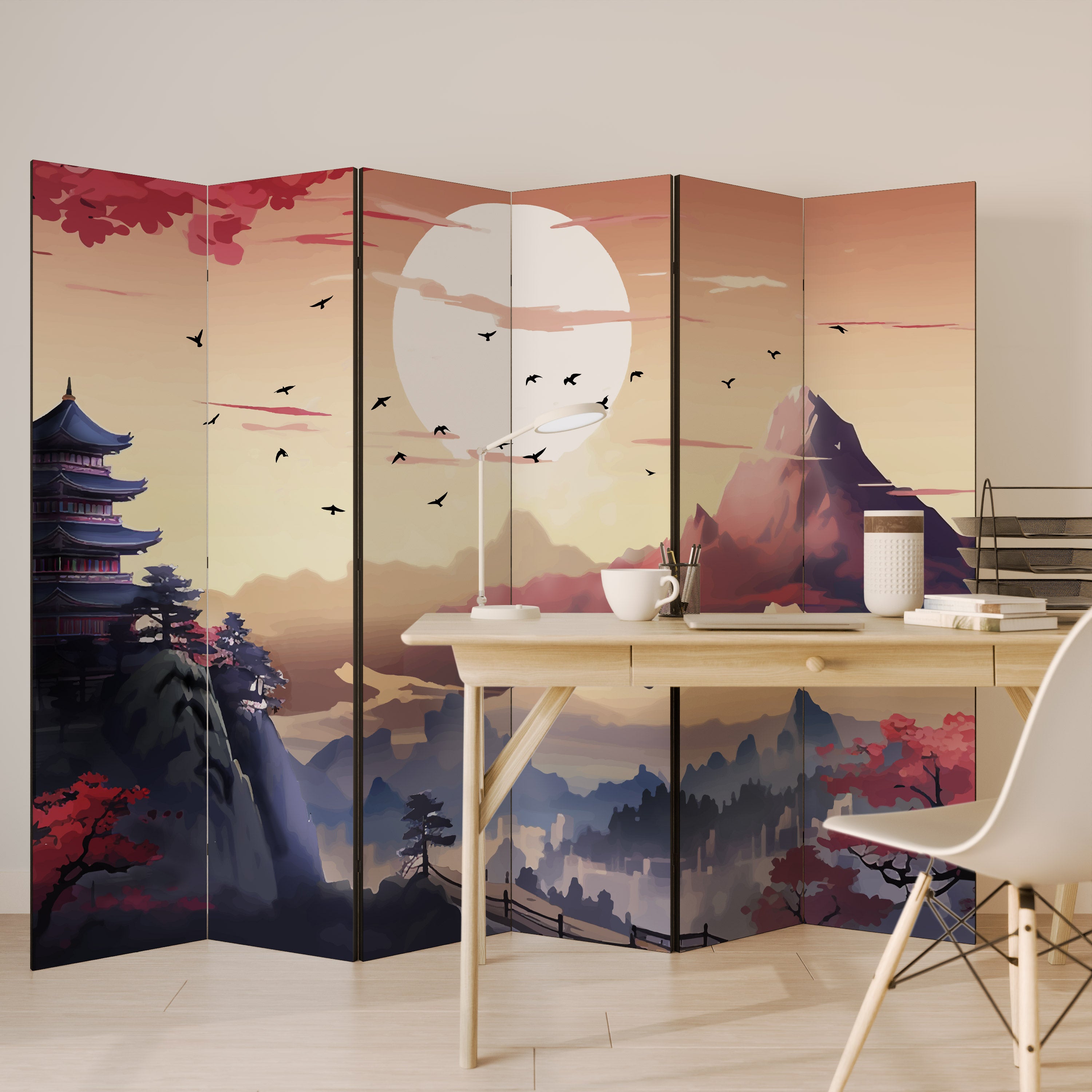 JAPANESE AURA Biombo de 6 Painéis