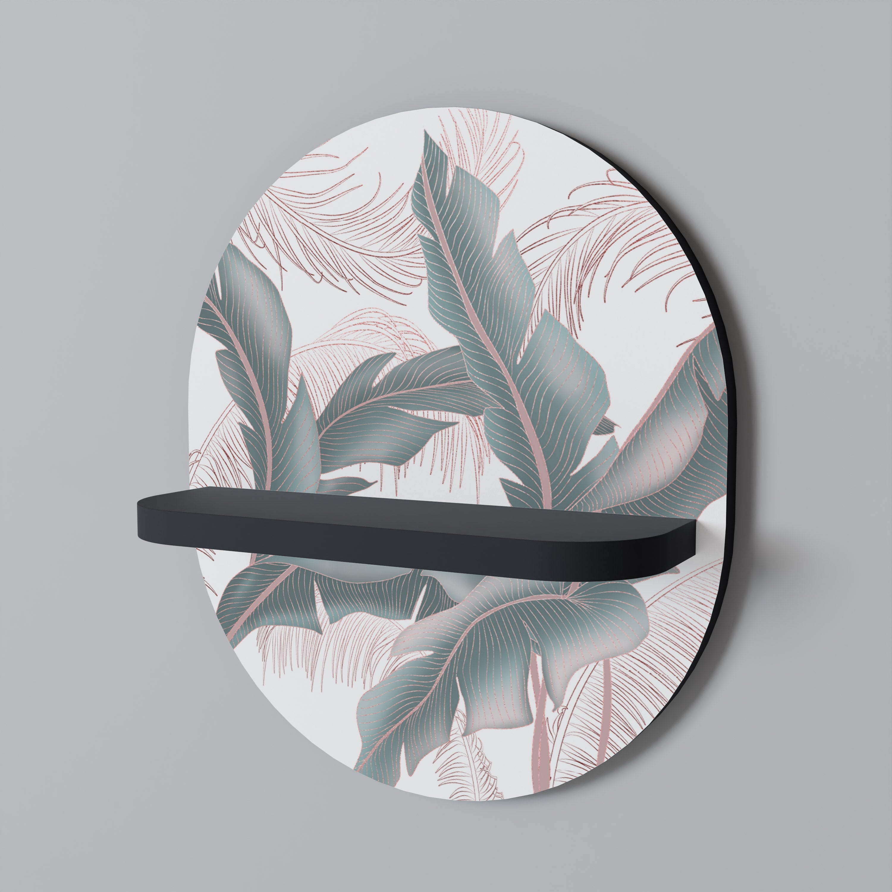 DELICATE BLISS Prateleira Oval Decorativa em Acabamento Preto