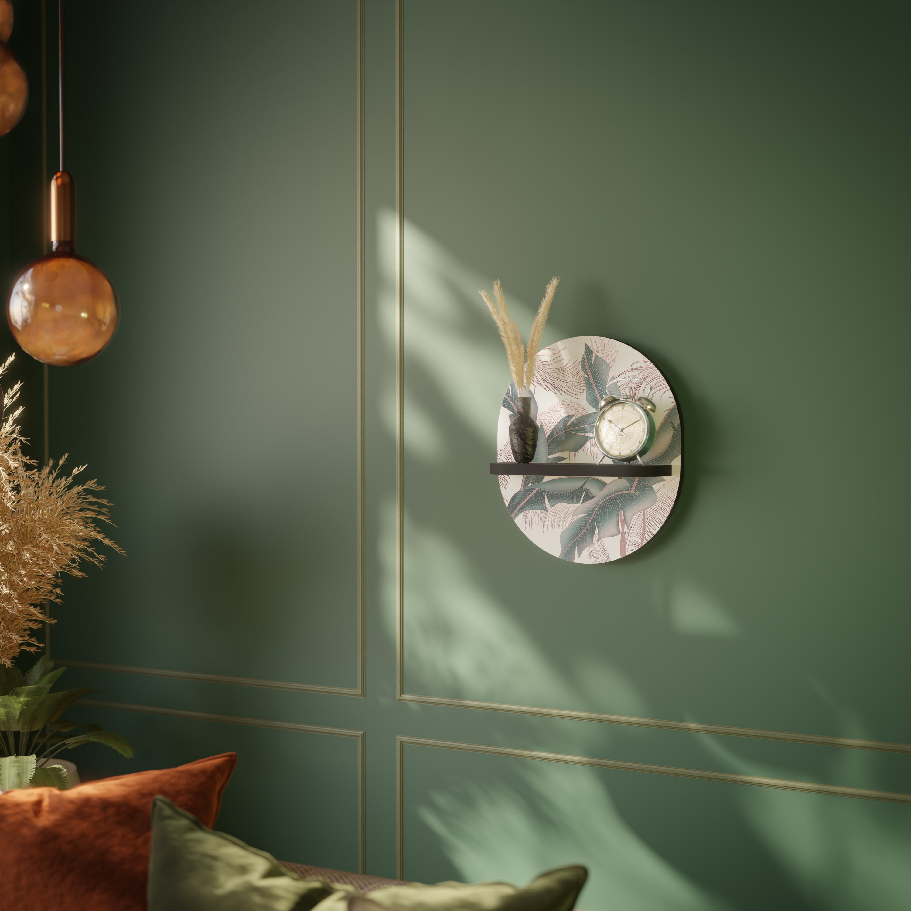 DELICATE BLISS Prateleira Oval Decorativa em Acabamento Preto