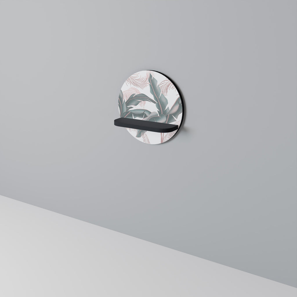 DELICATE BLISS Round Art Shelf In Black Finish