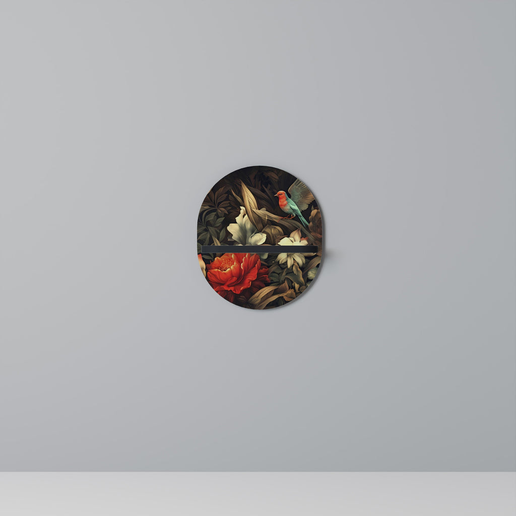 BOTANICAL BIRDSONG Prateleira Oval Decorativa em Acabamento Preto