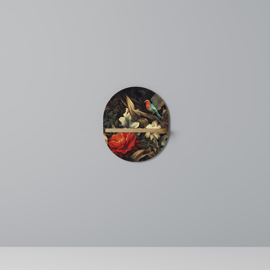 BOTANICAL BIRDSONG Prateleira Oval Decorativa em Efeito Carvalho