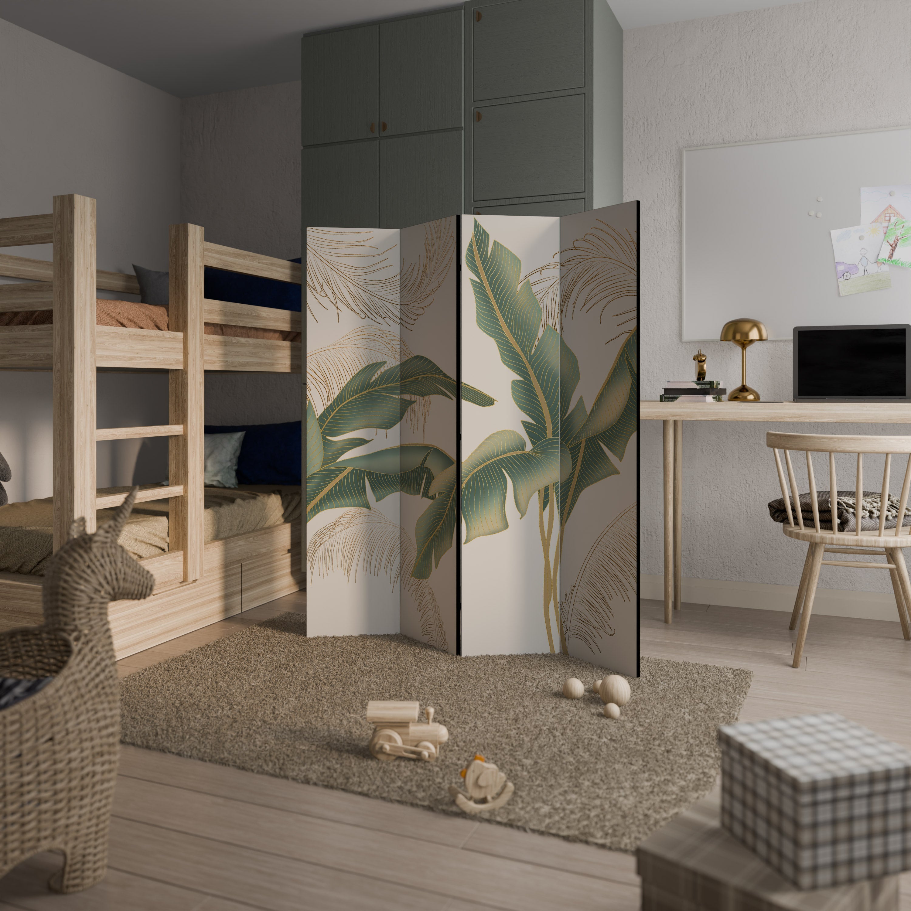 GENTLE HARMONY Decorative 4-Panel Room Divider