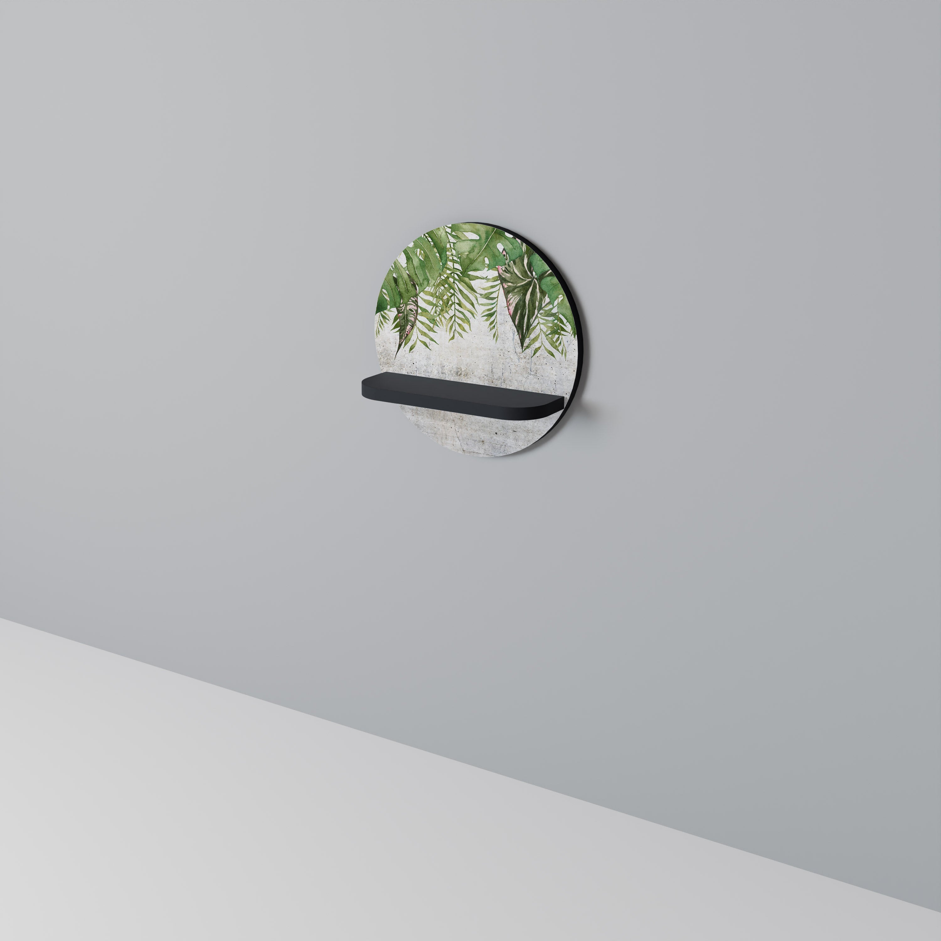 URBAN TROPICS Prateleira Redonda Decorativa em Acabamento Preto