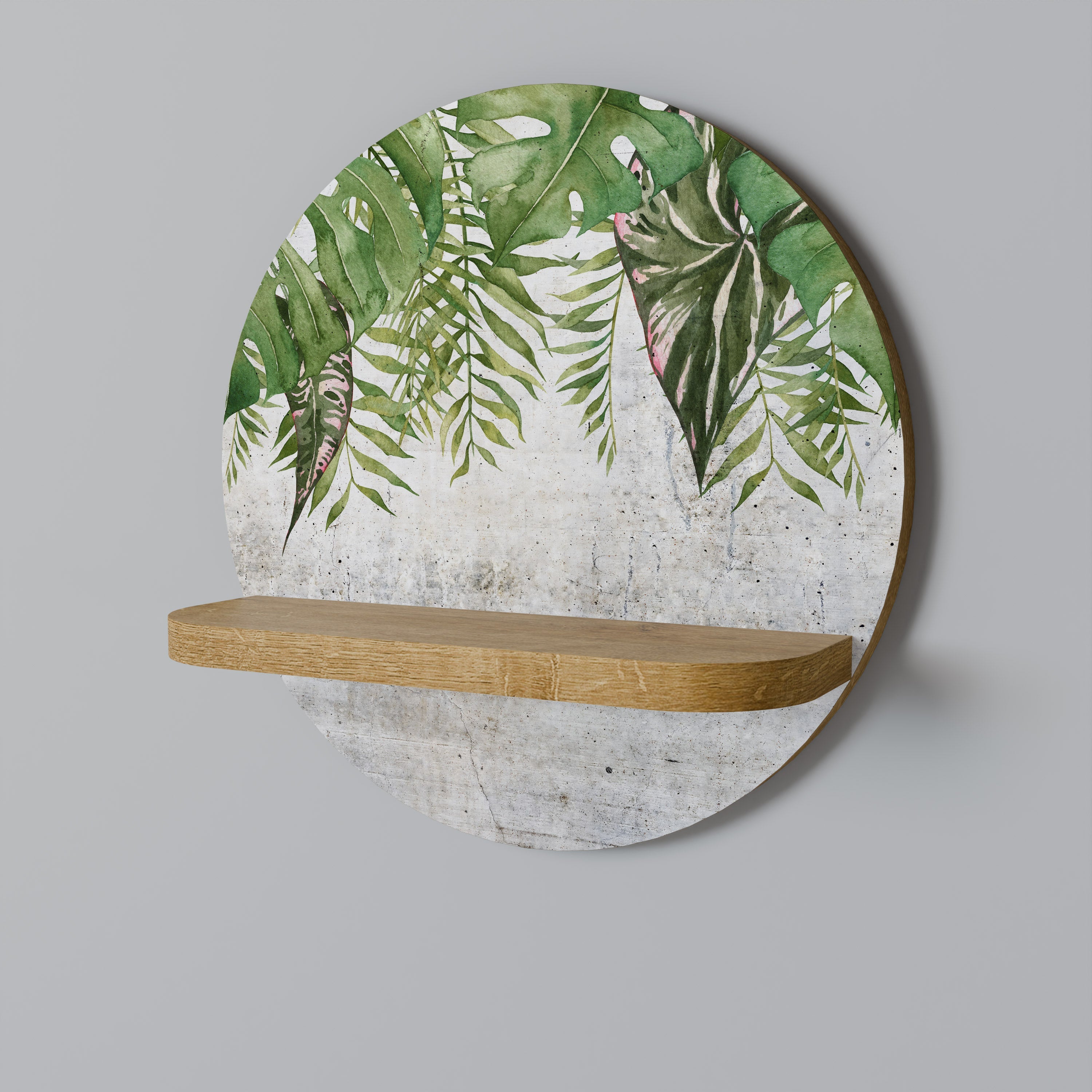 URBAN TROPICS Prateleira Redonda Decorativa em Efeito Carvalho