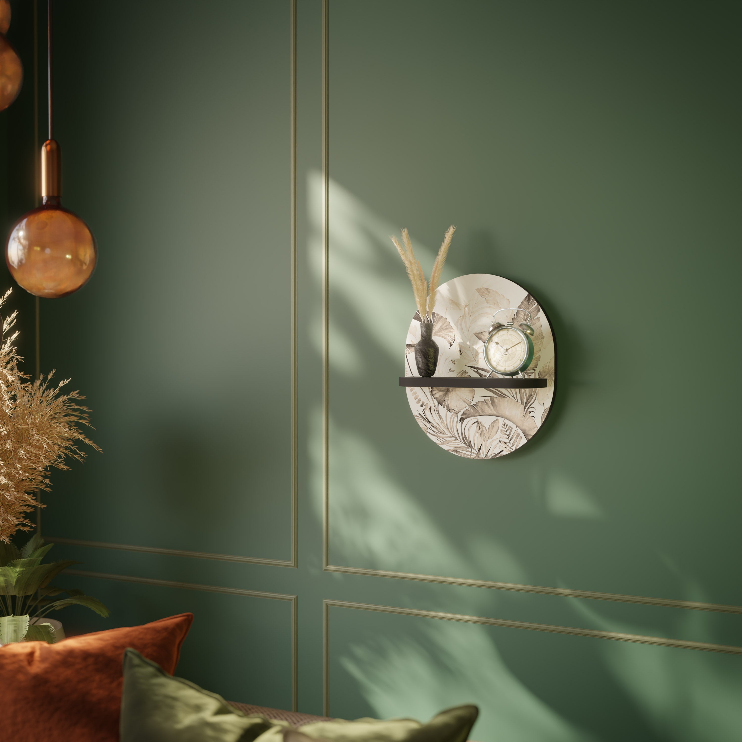 WILD TENDERNESS Prateleira Oval Decorativa em Acabamento Preto