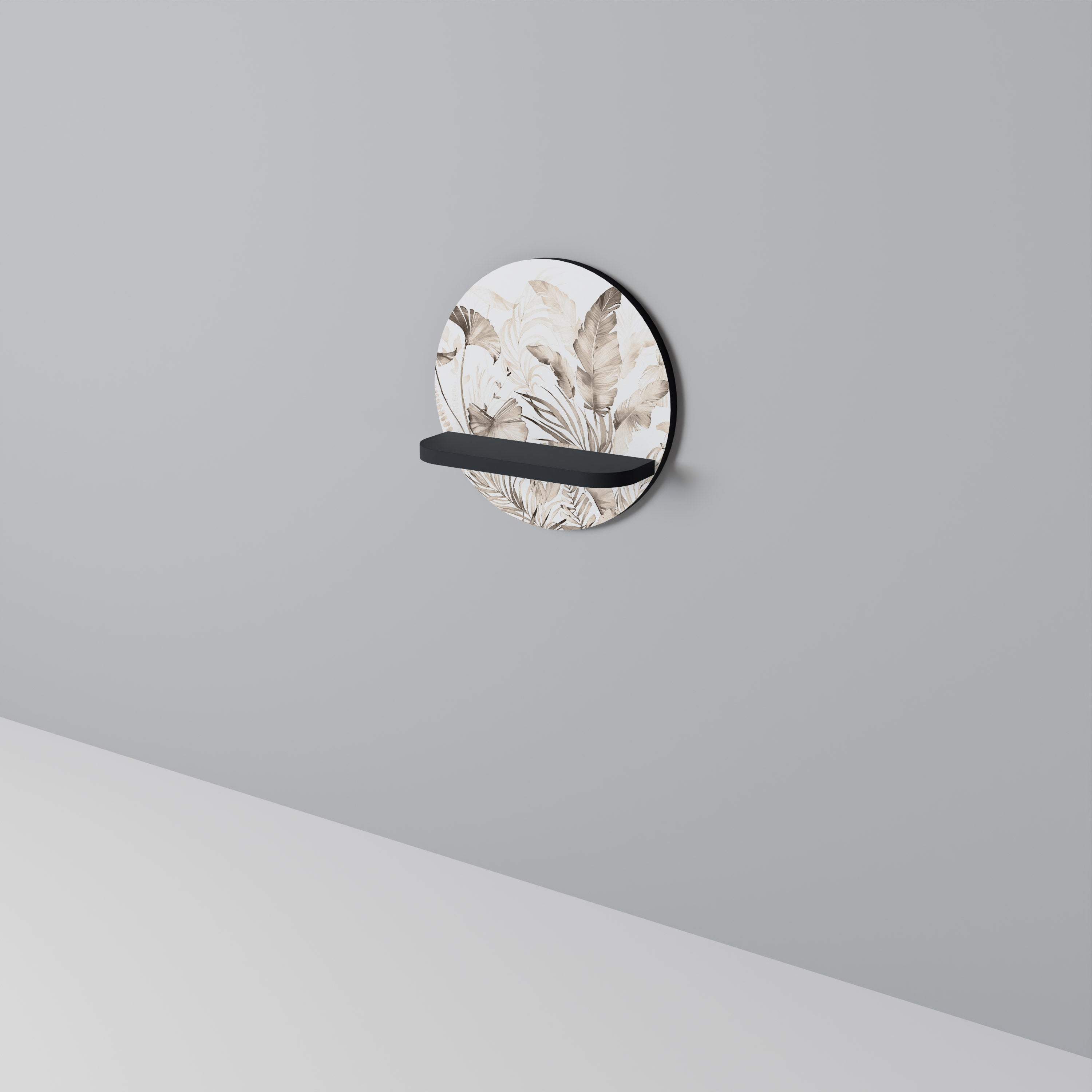 WILD TENDERNESS Prateleira Redonda Decorativa em Acabamento Preto