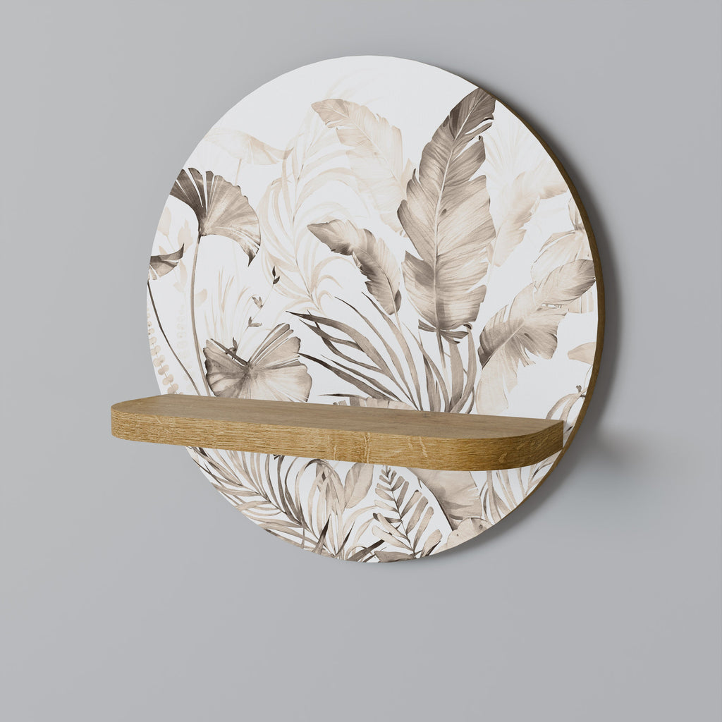 WILD TENDERNESS Round Art Shelf In Oak Effect