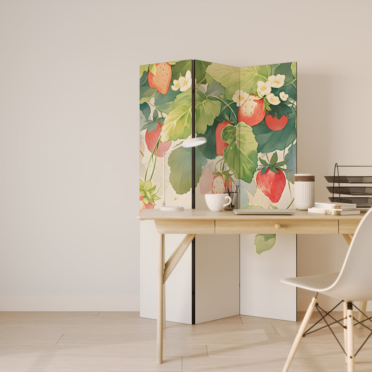STRAWBERRY DREAMSCAPE Biombo de 3 Painéis