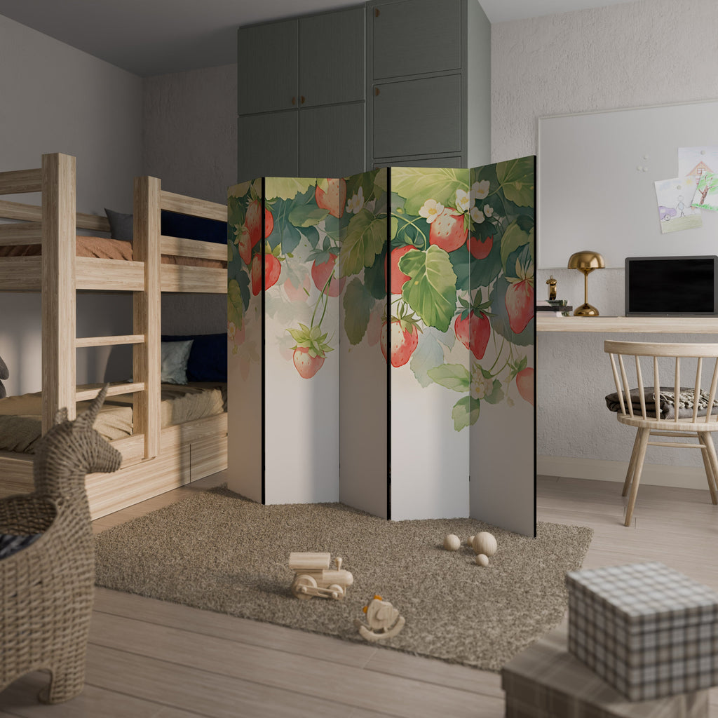 STRAWBERRY DREAMSCAPE Decorative 5-Panel Room Divider