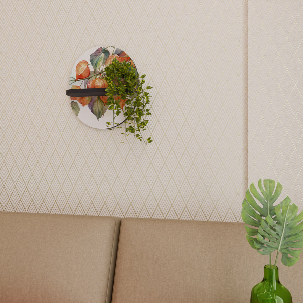 FLEETING DAYS Prateleira Oval Decorativa em Acabamento Preto