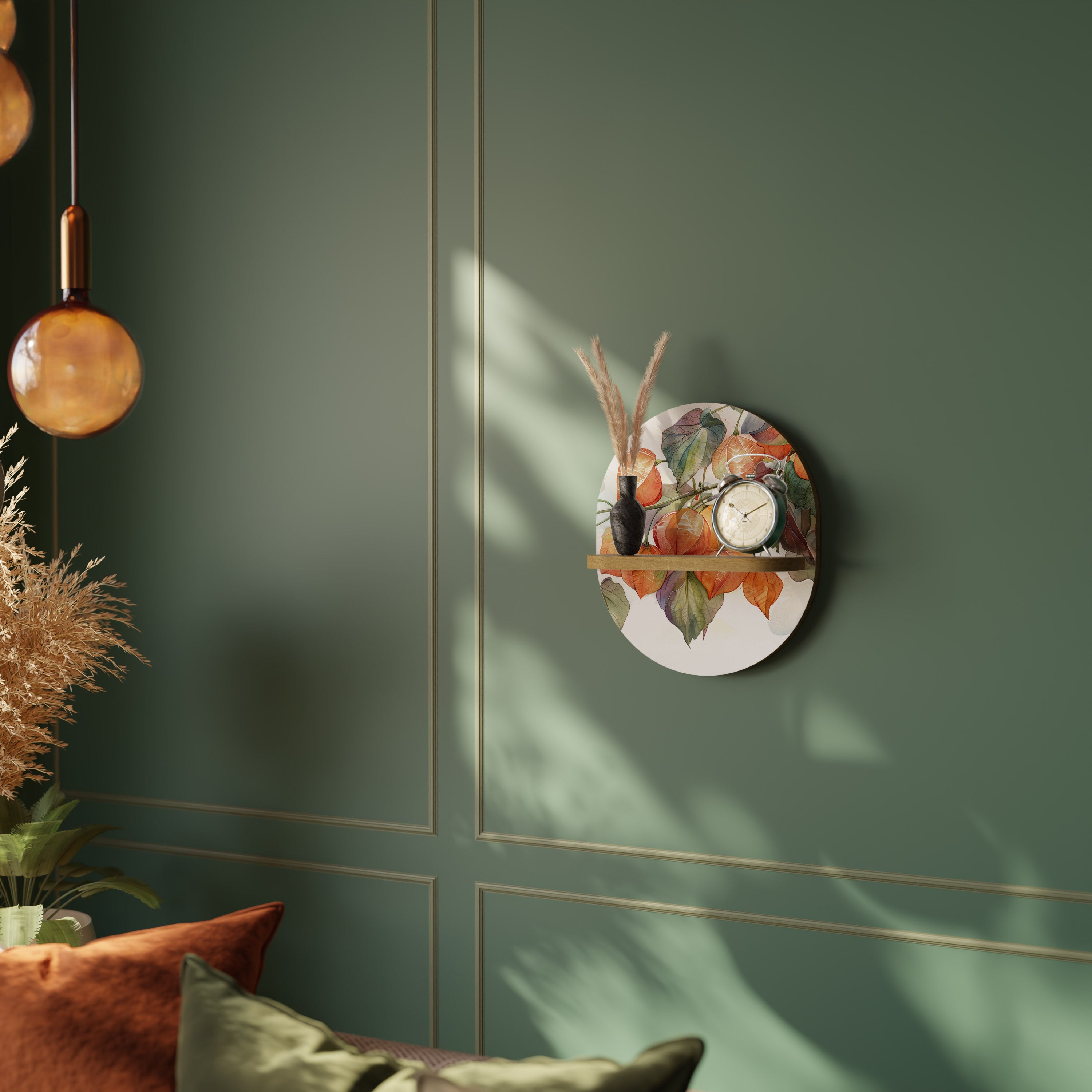 FLEETING DAYS Prateleira Oval Decorativa em Efeito Carvalho