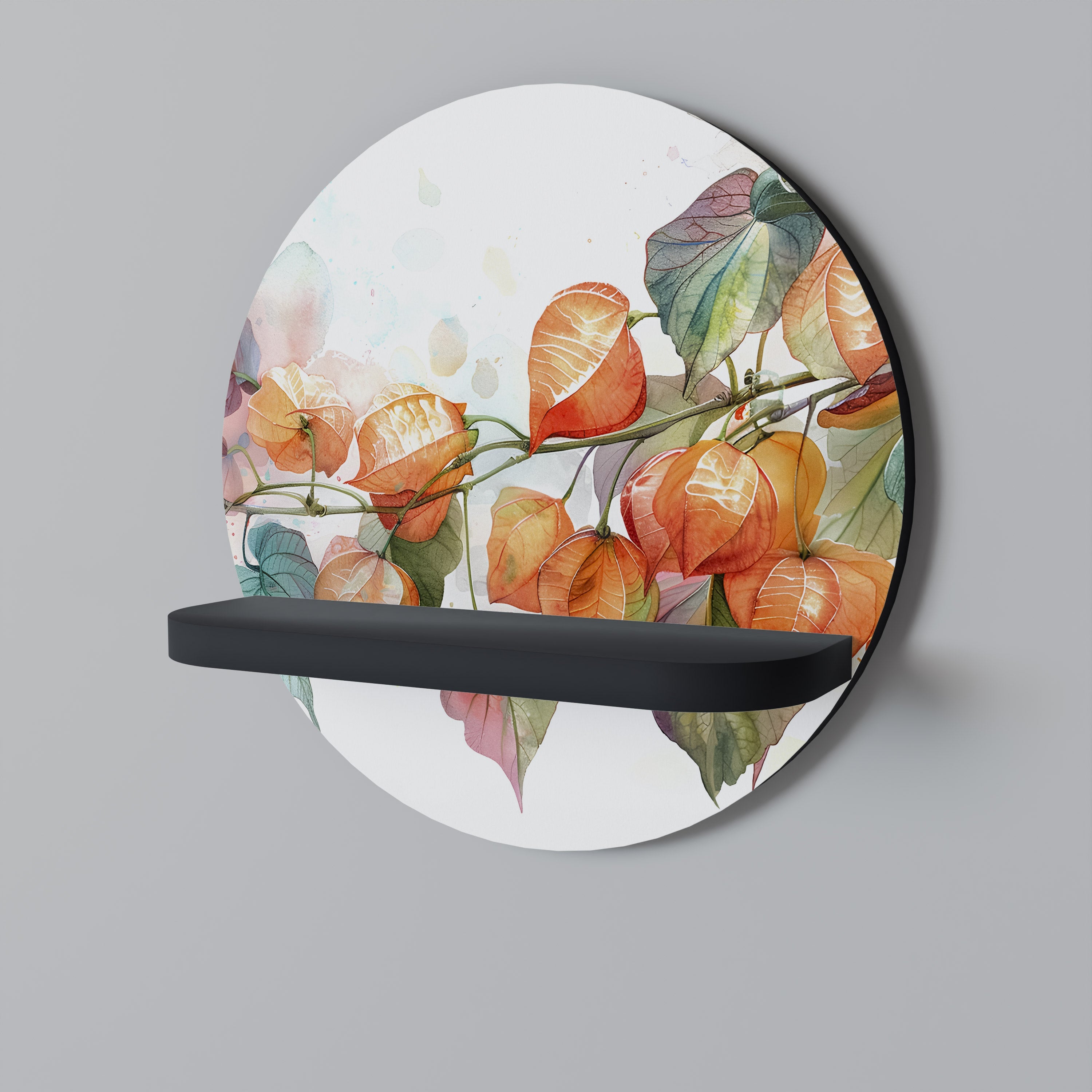 FLEETING DAYS Prateleira Redonda Decorativa em Acabamento Preto