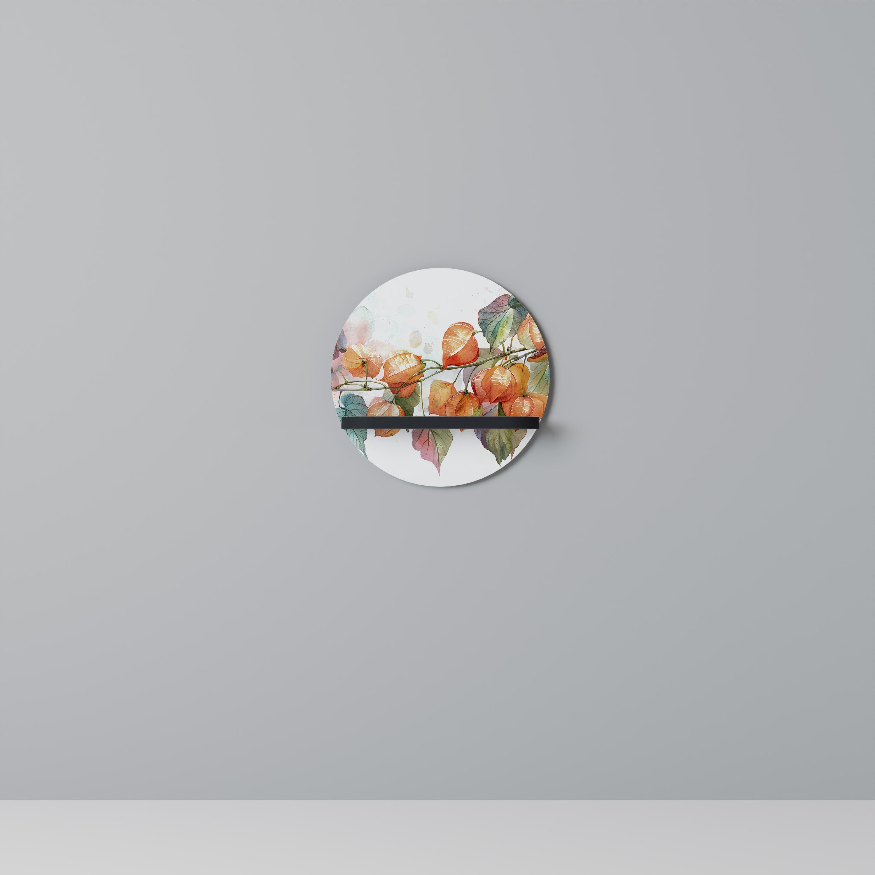 FLEETING DAYS Prateleira Redonda Decorativa em Acabamento Preto