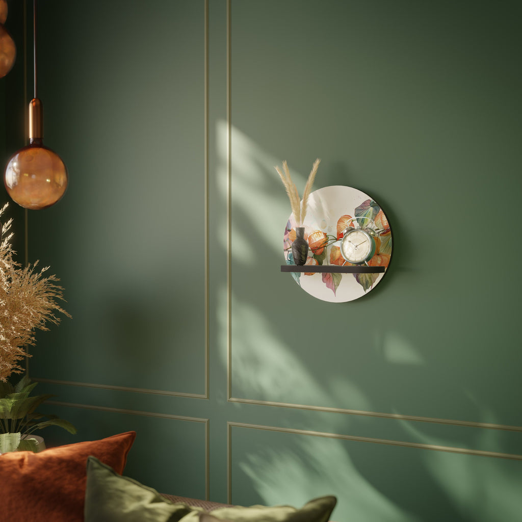 FLEETING DAYS Prateleira Redonda Decorativa em Acabamento Preto