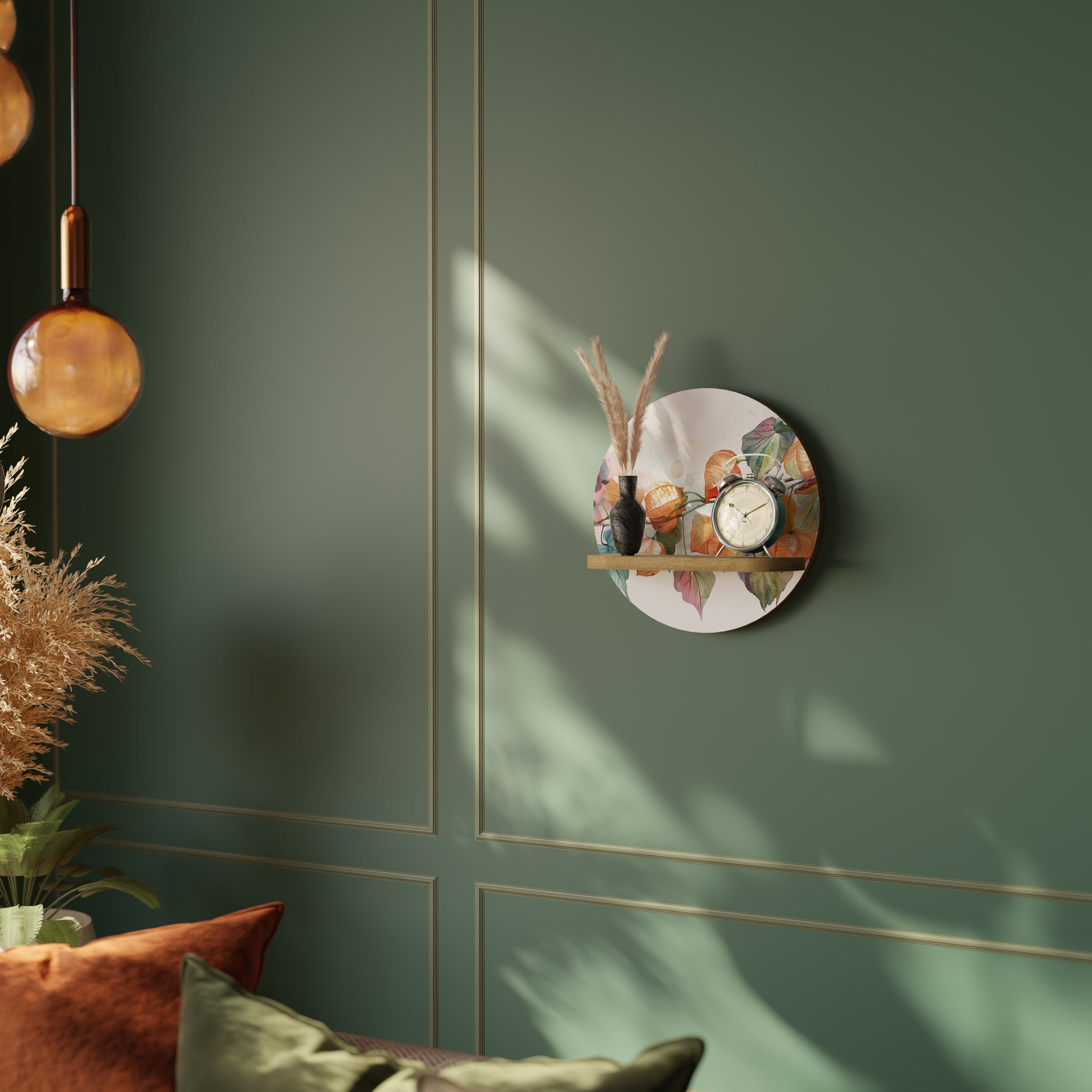 FLEETING DAYS Prateleira Redonda Decorativa em Efeito Carvalho