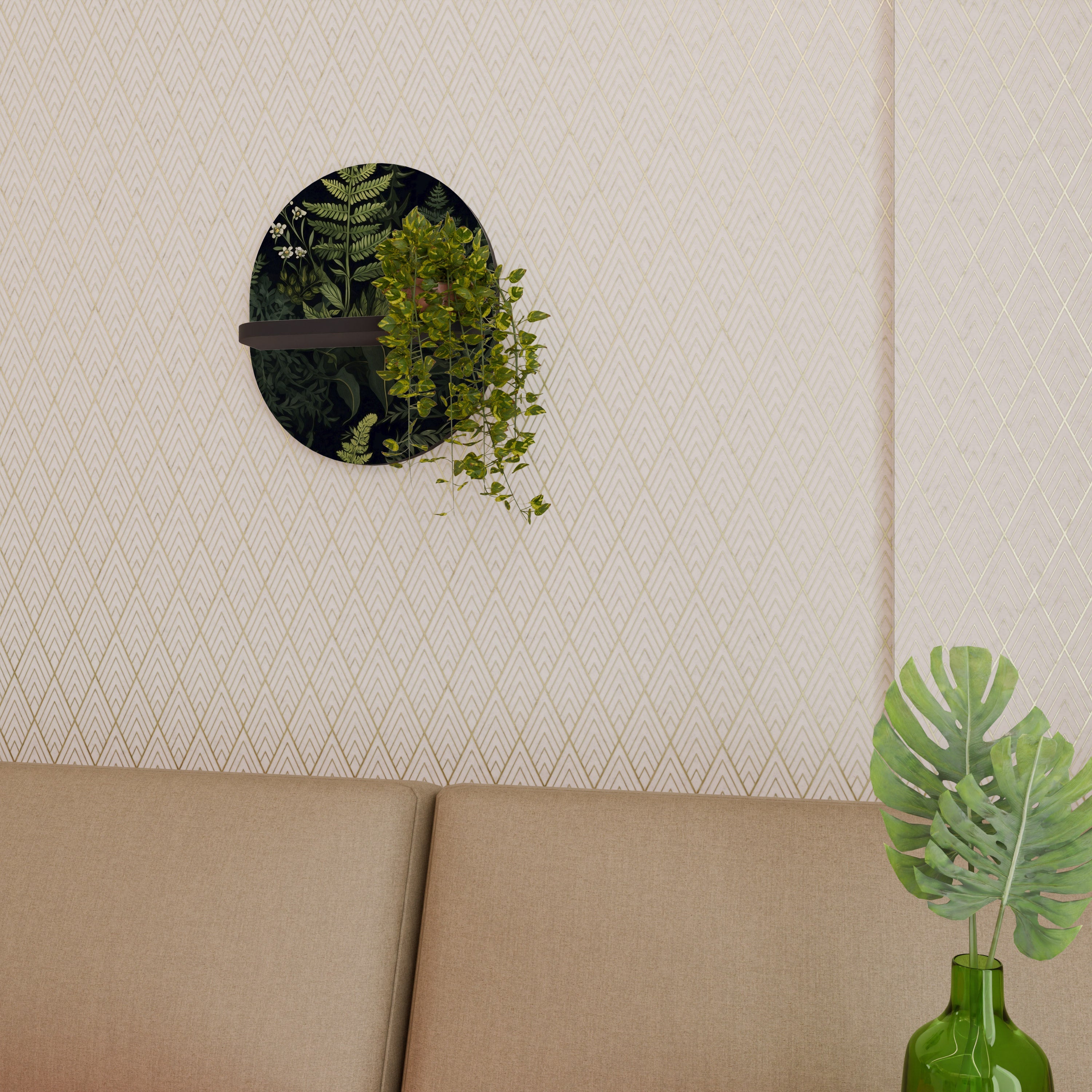 FOREST WONDERS Prateleira Oval Decorativa em Acabamento Preto