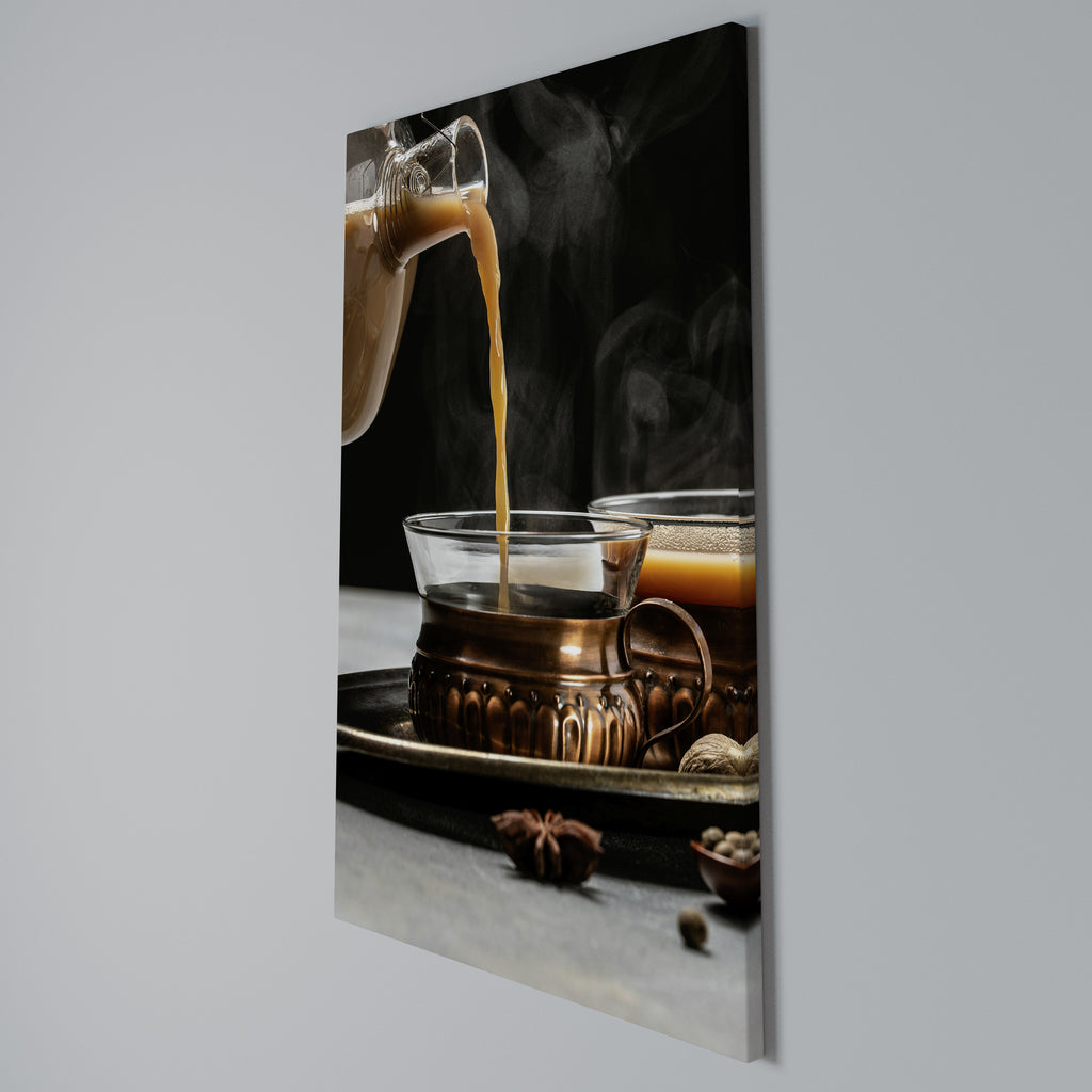STEAMING SIPS OF SERENITY Vertical Canvas Print