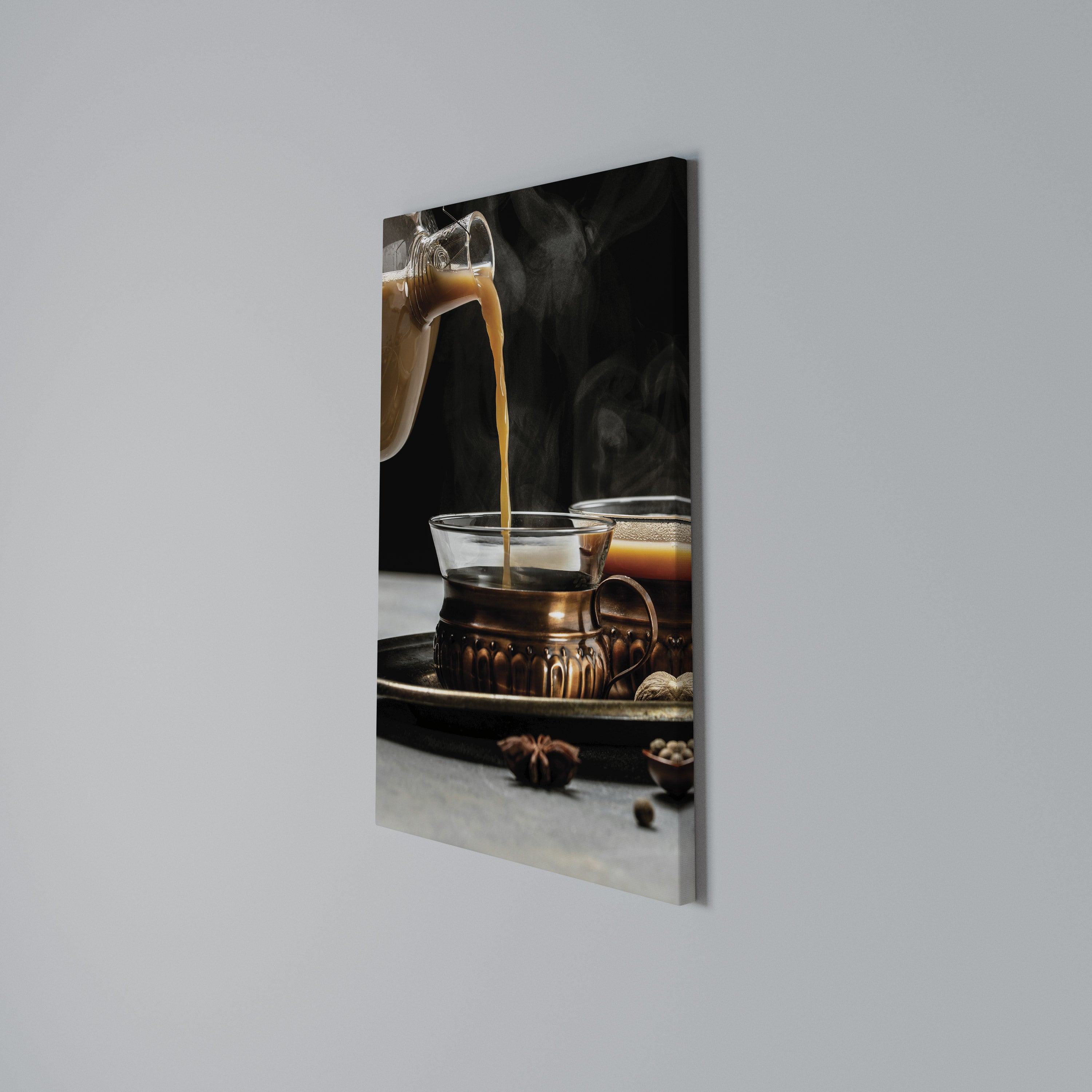 STEAMING SIPS OF SERENITY Vertical Canvas Print