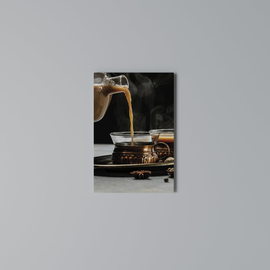STEAMING SIPS OF SERENITY Vertical Canvas Print