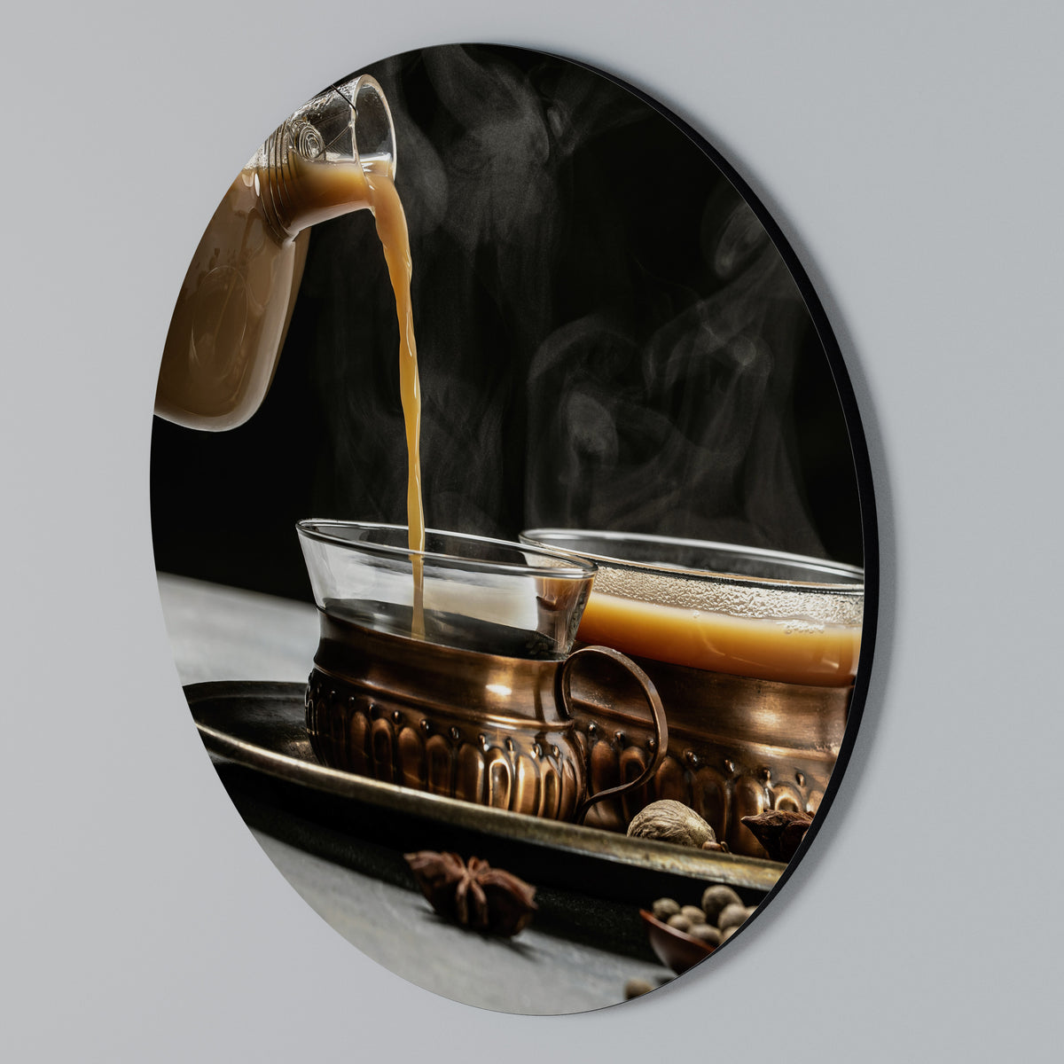 STEAMING SIPS OF SERENITY Arte de Parede Redonda