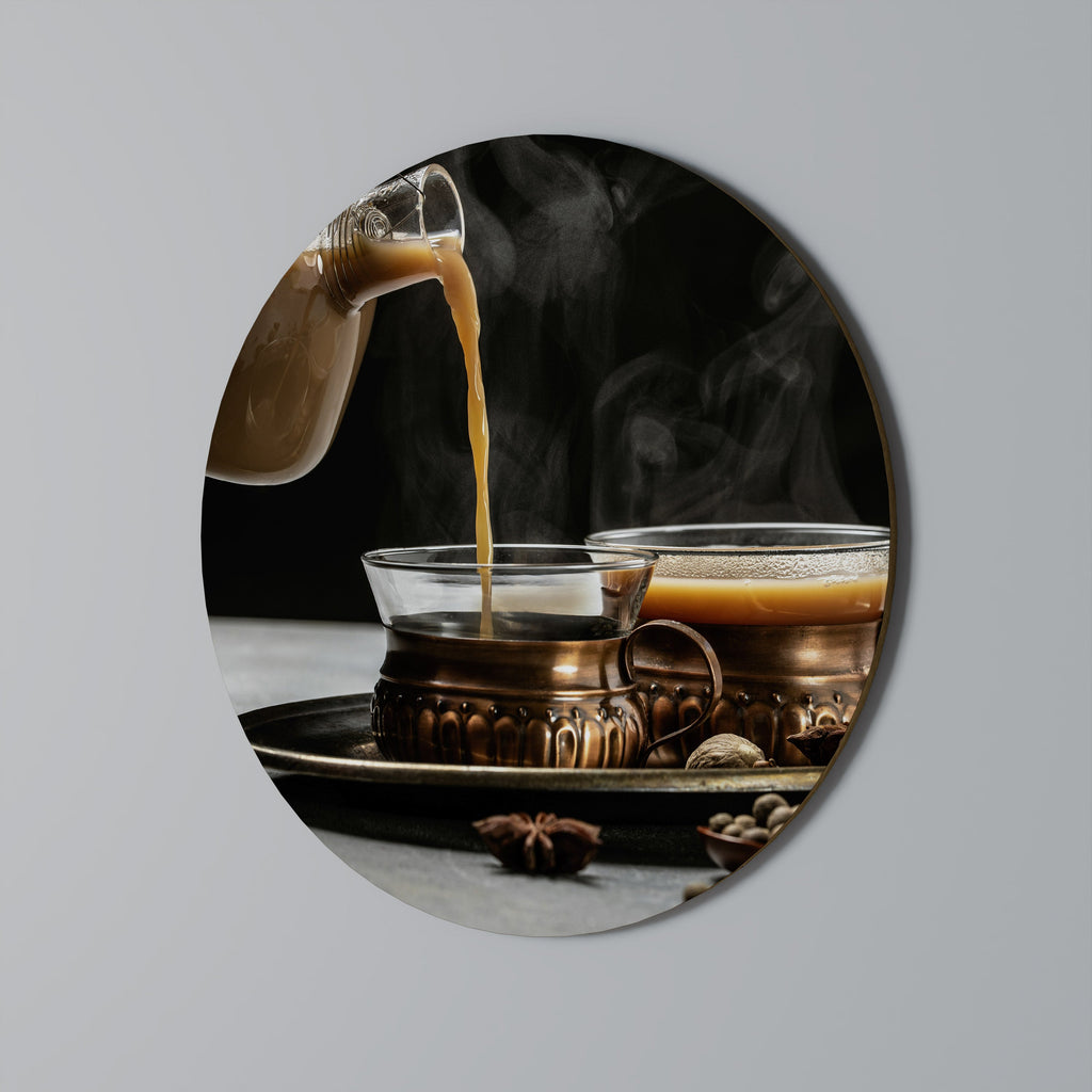 STEAMING SIPS OF SERENITY Quadro Redondo Decorativo