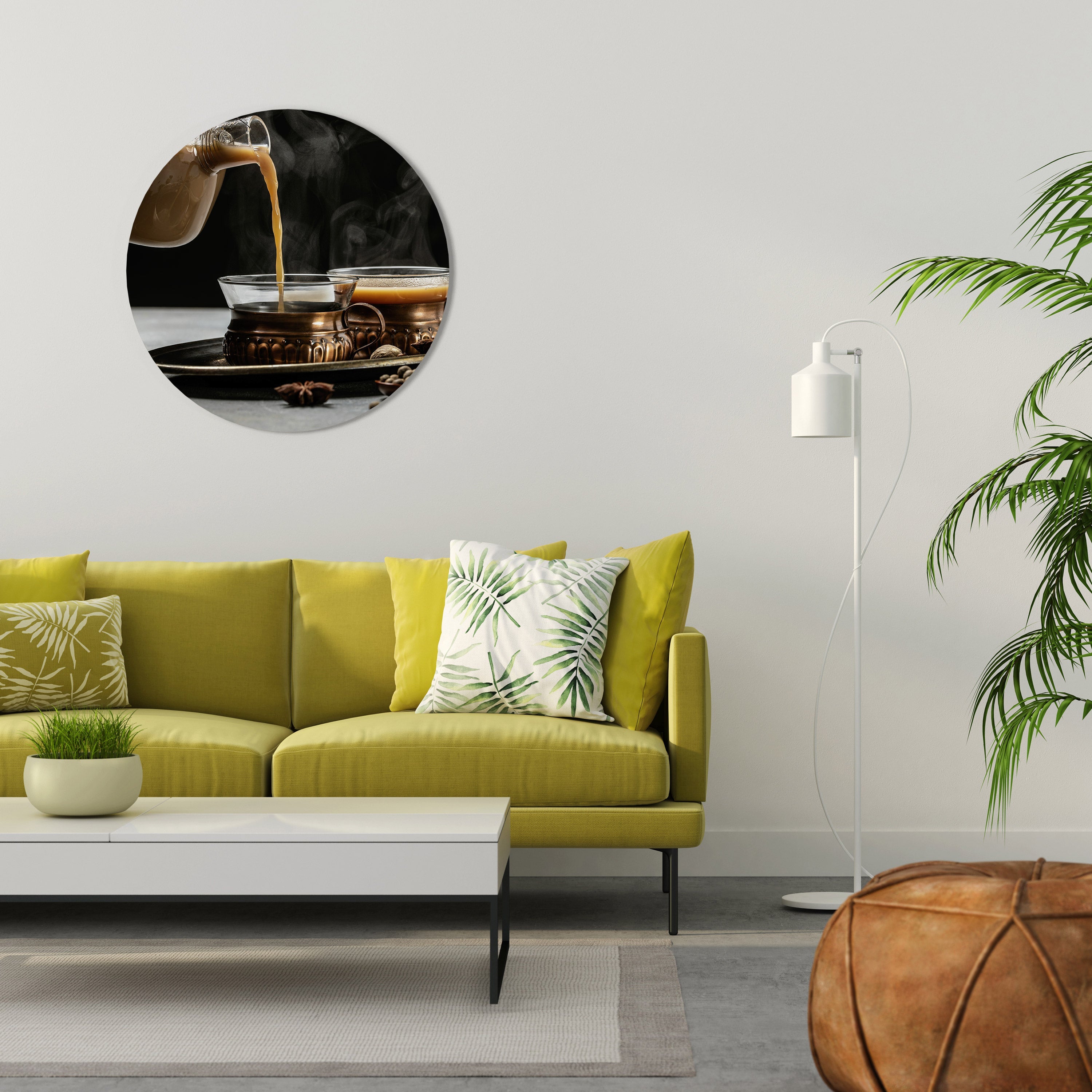 STEAMING SIPS OF SERENITY Quadro Redondo Decorativo